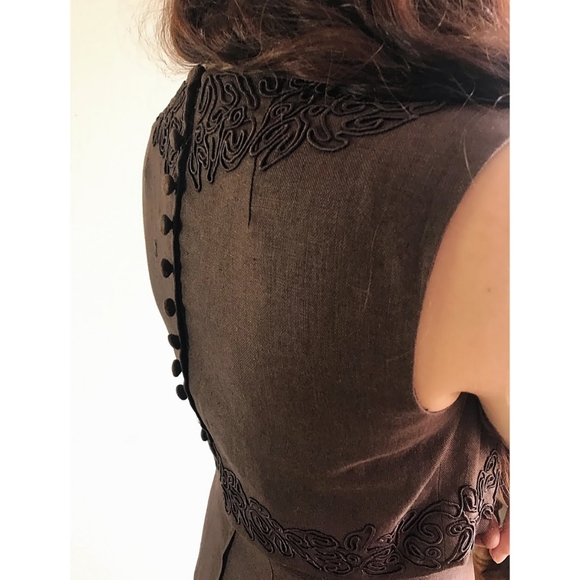 Vtg 90s Y2K Linen Dress - Picture 6 of 7